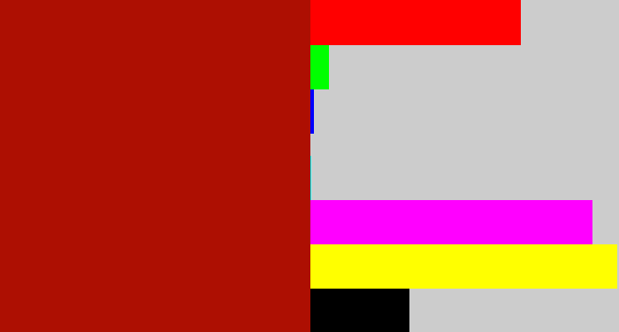 Hex color #ad0f02 - darkish red