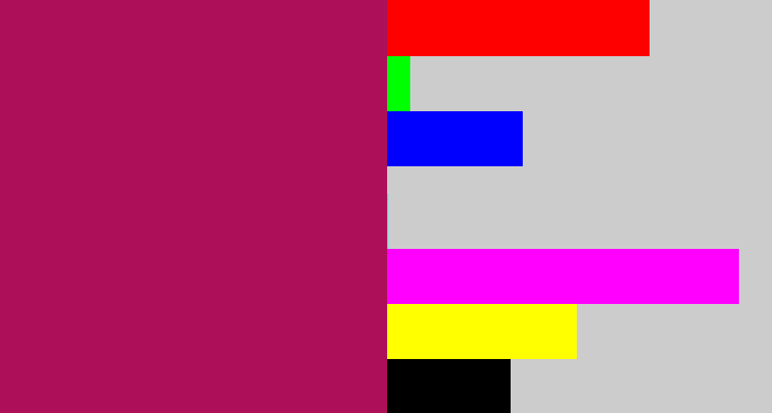 Hex color #ad0f58 - purplish red
