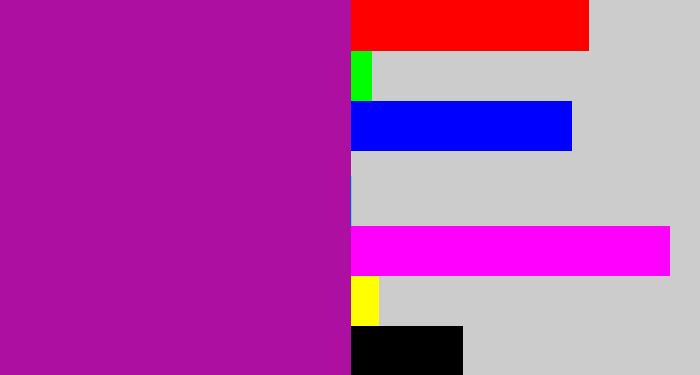 Hex color #ad0fa0 - barney purple