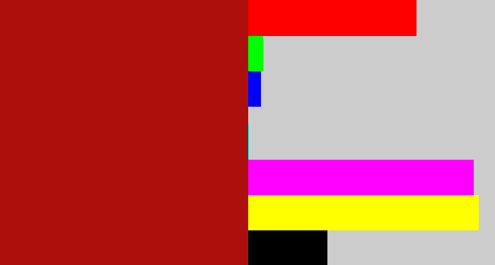 Hex color #ad100c - darkish red