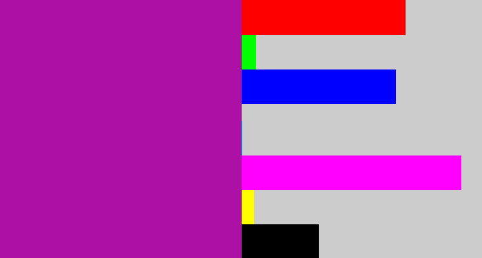 Hex color #ad10a4 - barney purple