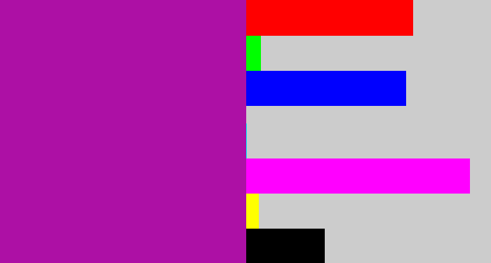 Hex color #ad10a5 - barney purple