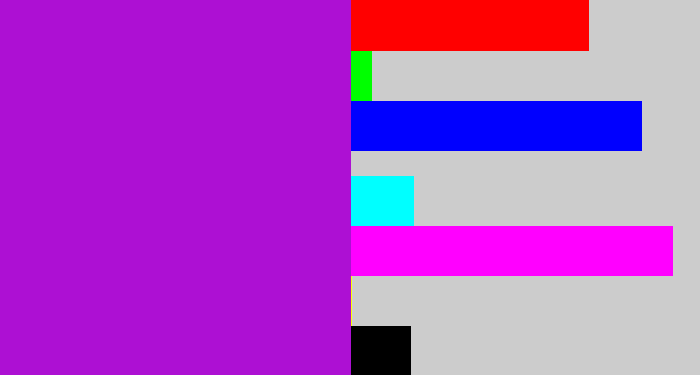 Hex color #ad10d3 - vibrant purple