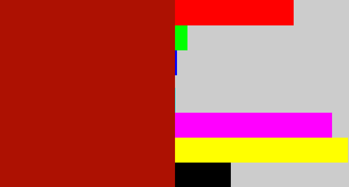 Hex color #ad1102 - darkish red