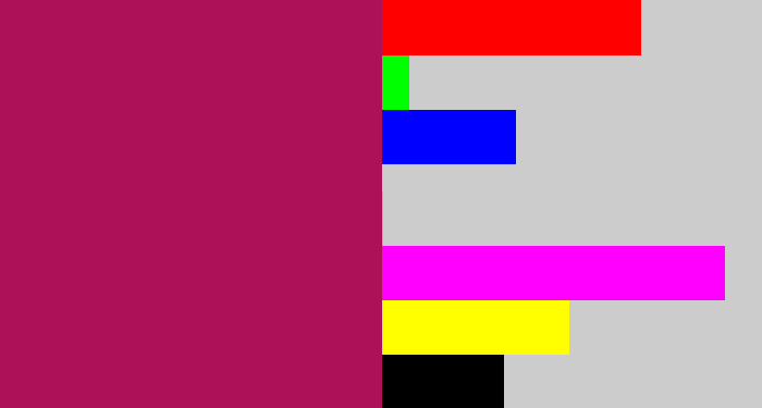 Hex color #ad1158 - purplish red