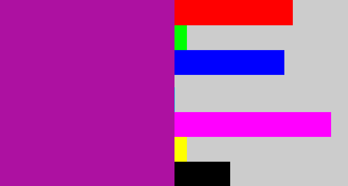 Hex color #ad11a1 - barney purple