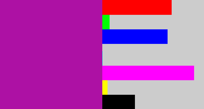 Hex color #ad11a4 - barney purple