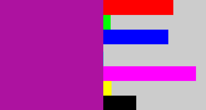 Hex color #ad12a0 - barney purple