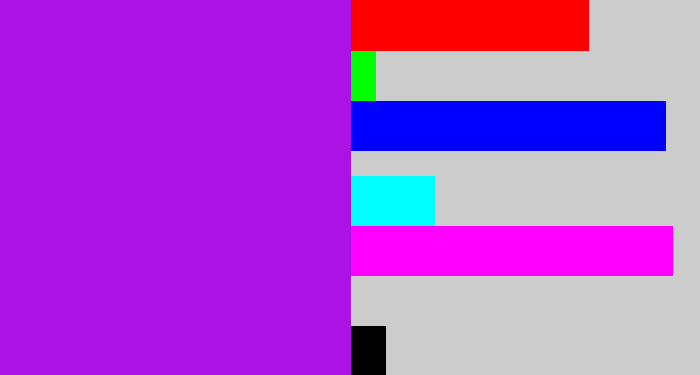 Hex color #ad12e5 - vibrant purple