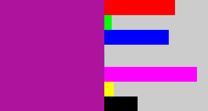 Hex color #ad139d - barney purple