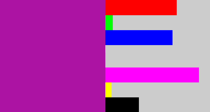 Hex color #ad13a2 - barney purple