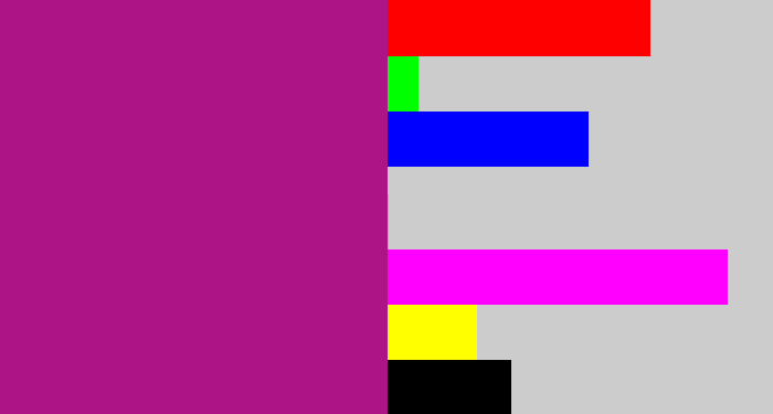 Hex color #ad1485 - barney purple