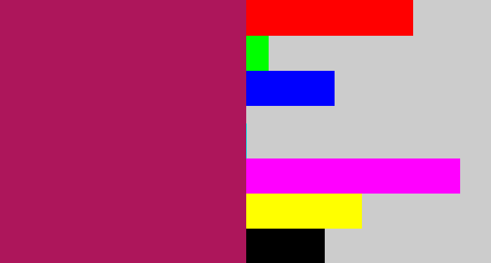 Hex color #ad165b - dark fuchsia