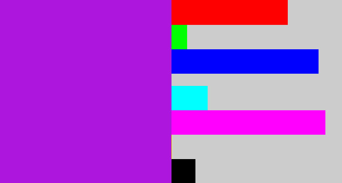 Hex color #ad16dc - vibrant purple