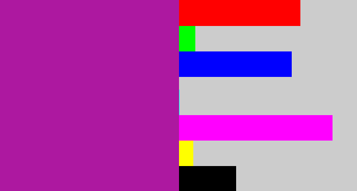 Hex color #ad18a0 - barney