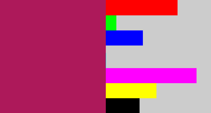Hex color #ad195a - dark fuchsia