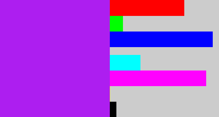 Hex color #ad1ef0 - electric purple
