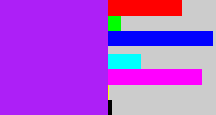 Hex color #ad1ff7 - electric purple