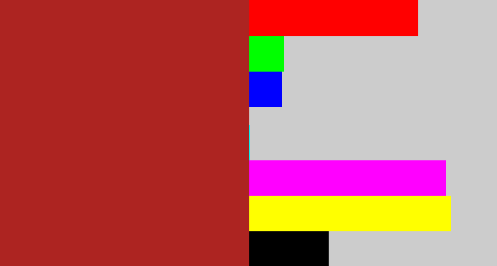 Hex color #ad2421 - brick