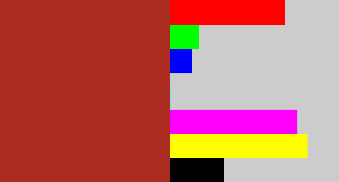 Hex color #ad2c21 - brick