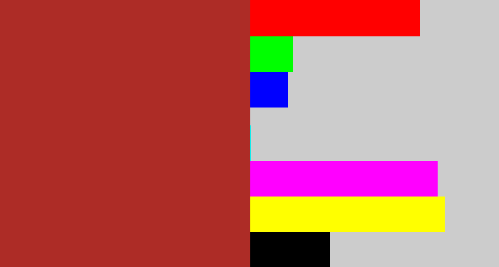 Hex color #ad2c26 - brick