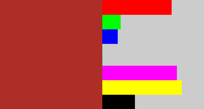 Hex color #ad2e26 - brick