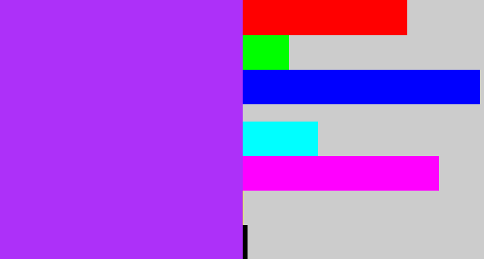 Hex color #ad30f9 - electric purple