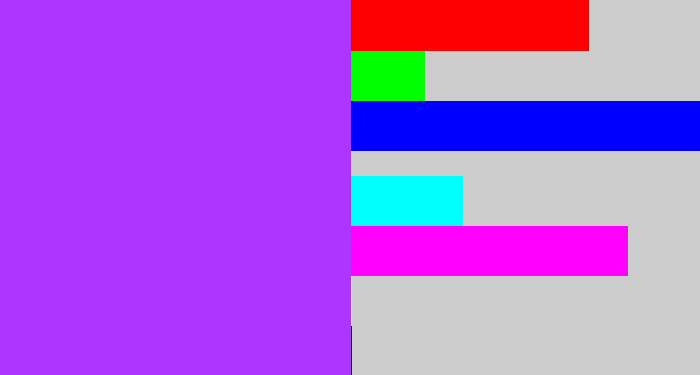 Hex color #ad35ff - electric purple
