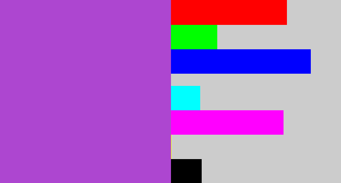 Hex color #ad46d0 - lightish purple