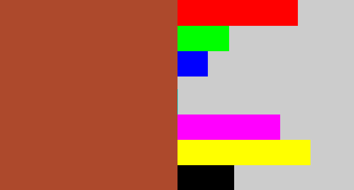 Hex color #ad492c - sienna