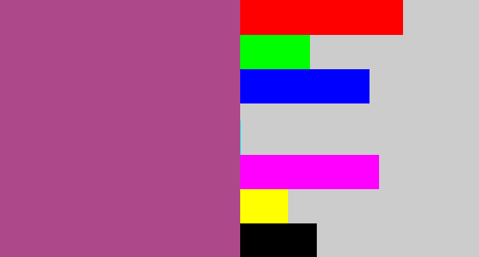 Hex color #ad498a - light plum