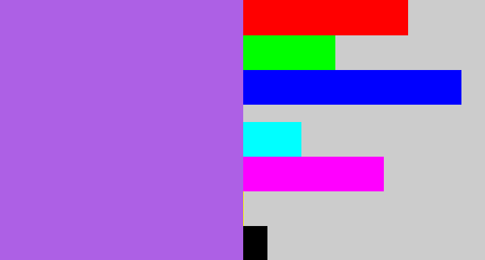 Hex color #ad60e5 - lightish purple