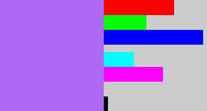 Hex color #ad69f5 - light urple