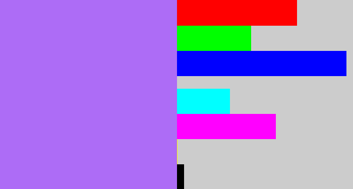 Hex color #ad6cf6 - light urple
