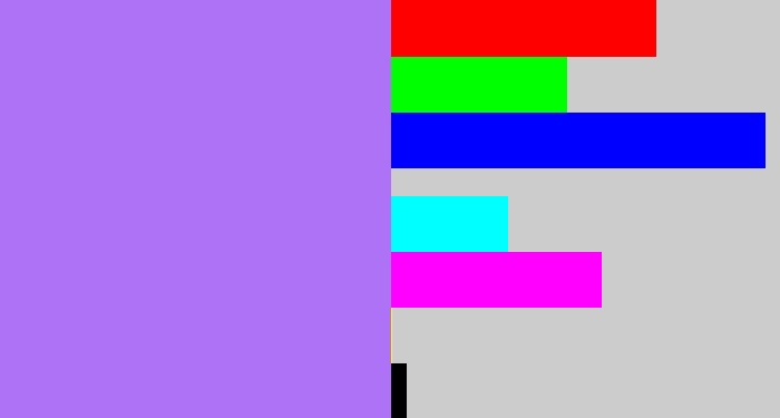 Hex color #ad72f6 - light urple