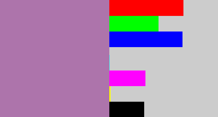 Hex color #ad74ab - soft purple
