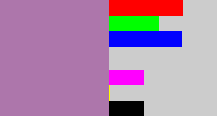 Hex color #ad76ab - soft purple
