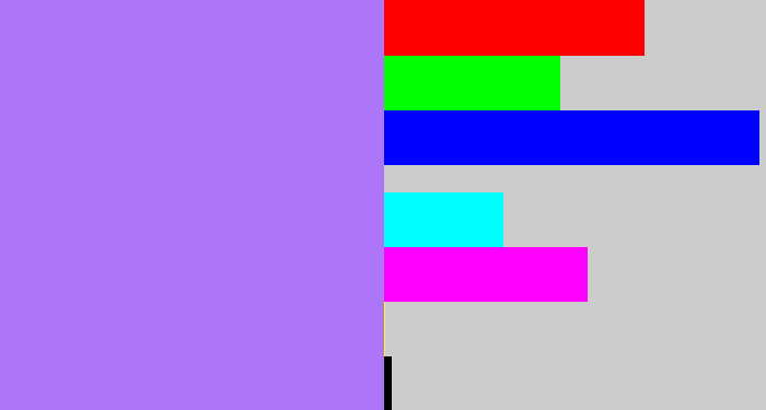Hex color #ad76f9 - light urple