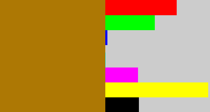 Hex color #ad7804 - mustard brown