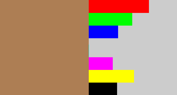 Hex color #ad7e54 - light brown