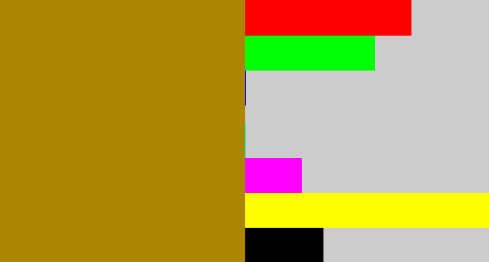 Hex color #ad8600 - dark mustard