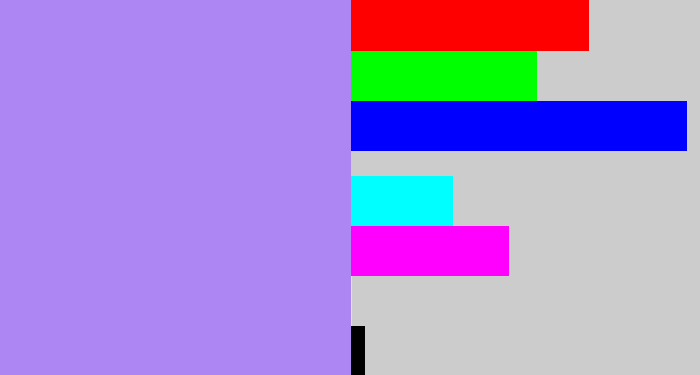 Hex color #ad86f4 - light purple
