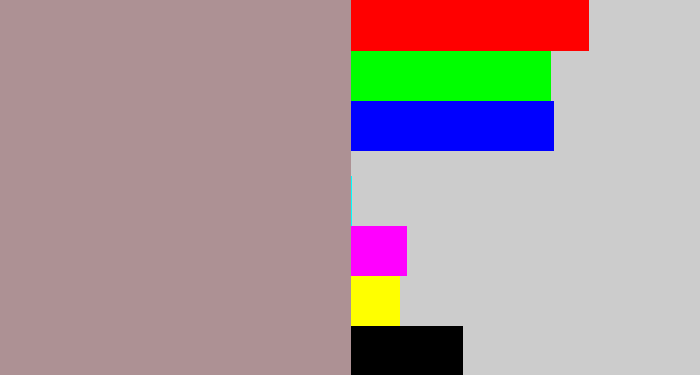 Hex color #ad9194 - greyish