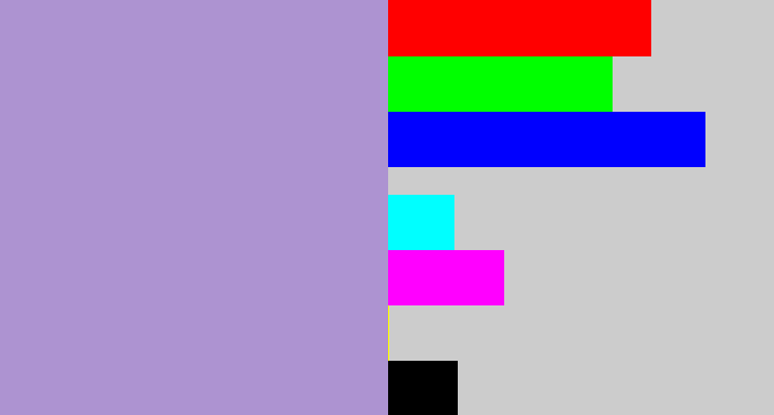 Hex color #ad93d1 - pale purple
