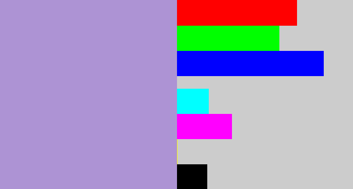 Hex color #ad93d4 - pale purple