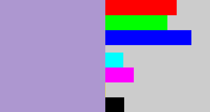 Hex color #ad97d0 - pale purple