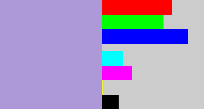 Hex color #ad99d7 - pale purple
