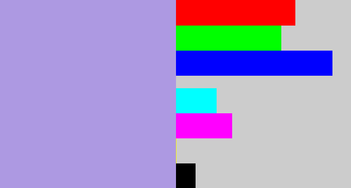 Hex color #ad99e2 - pale purple