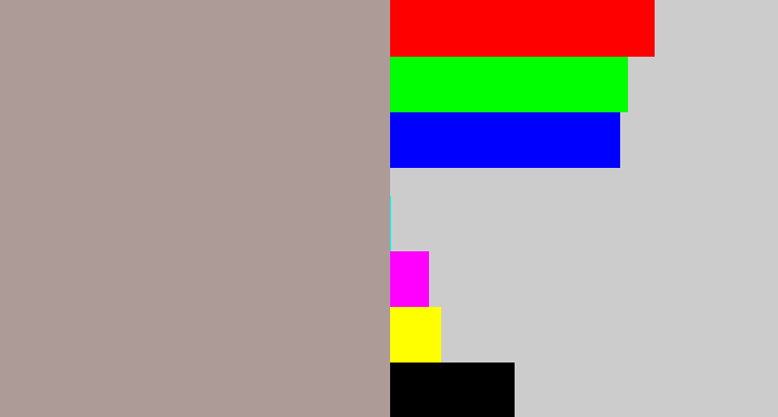 Hex color #ad9b97 - greyish