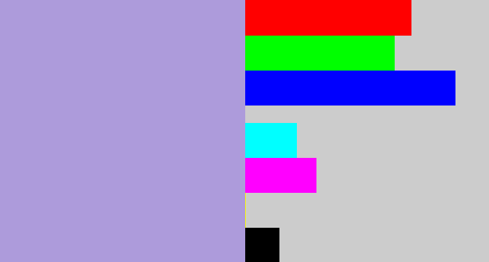 Hex color #ad9bdb - pale purple
